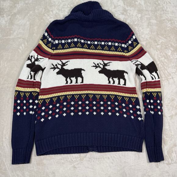 O’Hanlon Mills Chunky Knit Moose Holiday Grandpa Cardigan Sweater Size Medium - Picture 5 of 8